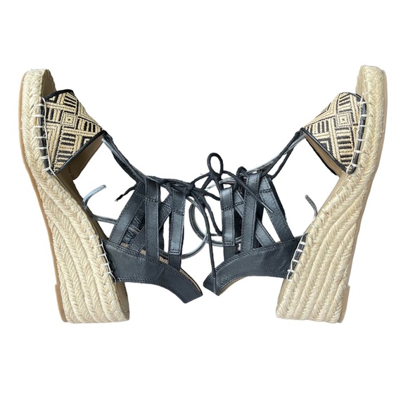 Rockport Aztec print black and tan lace up wedges womens shoes size 8 - Picture 9 of 14